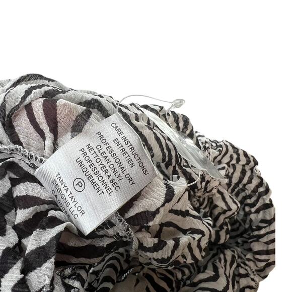 Tanya Taylor Shirt Top Blouse Button Down Ruched Zebra Print Silk Size 2 - Picture 12 of 13